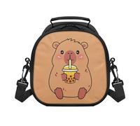 Howilath Milk Tea Capybara Lunch Box Kids Girls Insulated Lunch Bag Leakproof School/Picnic/Work Lunchbox with Double Zipper Cute Lunchboxes