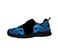 Howilath Navy Blue Skull Trainers Womens Walking Shoes - Ladies Running Breathable Mesh Athletic Sneakers for Gym Jogging Travel Work UK 8