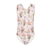 Howilath Painted Eggshell Swimsuit One-Piece Butterfly Rabbit Girls Bikini Colorful Bunny Moth Pink Legsuit for Easter Day-7-8