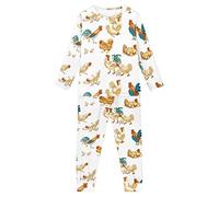 Howilath Rooster Chicken White Nightwear Casual Pajamas Suit Comfy Outfits Long Sleeves Pajamas Suit for Teen Boys Girls-11-12