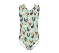 Howilath Roosters Swimwear Girl's Athletic Bathing Suit Chicken Hen Cute Swimsuit Gift for Daughter Green Skin Freindly Swimwear-9-10