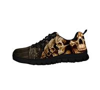 Howilath Skull Skeleton Women Trainers Casual Shoes - Retro Perforated Breathable Comfort Leather Driving Loafers Walking Shoes UK 9.5