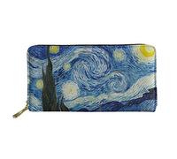 Howilath Starry Night Vincent Van Gogh Fashion Long Wallet Shopping Clutch Purse PU Leather Handbags for Ladies