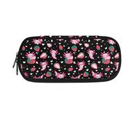Howilath Strawberry Axolotl Cute Pencil Box for Boys Girls School Supplies Big Capacity Pencil Case Stationery Organizer Pencil Pouch Bag