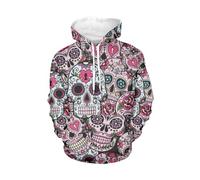 Howilath Sugar Skull Women's Lightweight Hooded Sweaters Drawstring Hoodies Pullover Sweatshirts - 4XL