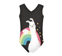 Howilath Super Cute Swimwear Cartoon Alpaca Llama Rainbow Cloud Stars Design, Girls Swimming Lessons One Piece Legsuit, Age 11-12