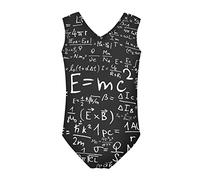 Howilath Swimsuit Girls Swimming Costume Mathematics Math Number Pattern Thick Strap High Cut Funny Minimalist Black Swimwear, Age 9-10