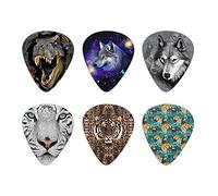 Howilath T-rex Wolf Tiger 6 x Guitar Pick Set, Unique Wild Animal Novelty Art Design Guitar Gift For Bass, Electric & Acoustic Guitars