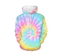 Howilath Tie-dye Pink Sky Blue Couples Women Hoodie Pullover Casual Spiral Rainbow Colorful Print Hooded Sweatshirt Top for Adult Girls Women - 2XL