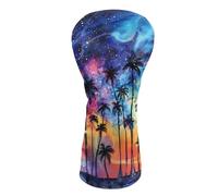 Howilath Universal Golf Head Covers Soft Lined PU Leather Protection for Driver, Woods & Hybrid Fits Most Golf Clubs - Starry Sky Palm