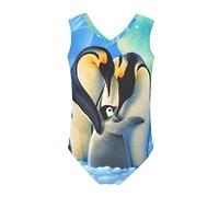 Howilath V Collar Sleeveless Swimwear Aurora Penguin Family Print, Cute Bathing Suit Gift for Daughter Girls Swimming Surfing, Age 9-10
