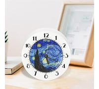 Howilath Van Gogh Starry Night Clock Oil Painting Masterpiece Home Decor, Desk Stand Alarm Clock, Fall Proof Plastic Alarm Clocks