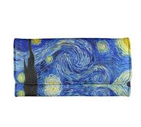 Howilath Van Gogh Wallet Starry Night Purse Trifold Organizer Wallets for Bussiness Card Bank Card Oil Painting Masterpiece Print