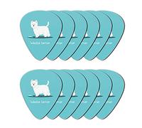 Howilath Westie Terrier Turquoise 12 x Guitar Pick Set, Unique Guitar Gift For Bass, Electric & Acoustic Guitars