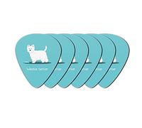 Howilath Westie Terrier Turquoise 6 x Guitar Pick Set, Unique Guitar Gift For Bass, Electric & Acoustic Guitars