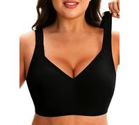 HOWIN Jelly Bras for Women Full Coverage Non Wired Push Up Bra Wireless Seamless Bras Comfort Padded Bra, Black