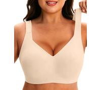 HOWIN Jelly Bras for Women Full Coverage Non Wired Push Up Bra Wireless Seamless Bras Comfort Padded Bra, Nude