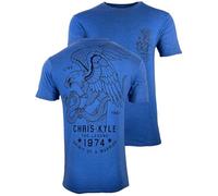 Howitzer Style Men's T-Shirt Chris Kyle Eagles Dare Military Grunt MFG, Blue, Large
