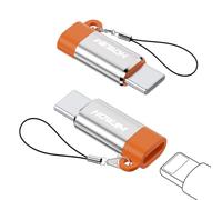 HOWJIM Light-ning to USB C Adapter Pack of 2, PD27W/66W/QC100W Fast Charging and Data Transfer Aluminium Housing for i-Phone15 16, i-Pad, G-alaxy, X-peria, Anti-Lost Loop Not for Audio/OTG Silver