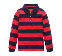 HowJoJo Boys Cotton Long Sleeve T-Shirts Striped Polo Shirts - - 7-8 Years