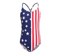 HowJoJo Girls One Piece Swimwear American Flag Swimsuits Beach Bathing Suit - - 9-10 Years