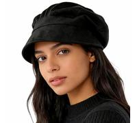 howkuhat Baker Boy Hat for Women Sun Hat Beanie Octagonal Ladies Hats Black Newsboy Hats for Women UK Wide Brim Soft Warm Women's Hats & Caps for Autumn Winter (UK, Alpha, One Size, M)