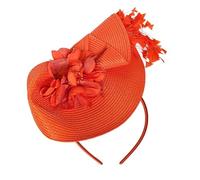 howkuhat Fascinators for Women Flower Feather Headwear Wedding Hats for Women Straw Hat Fascinators for Weddings Tea Party Hair Accessories with Hair Clip & Headband (UK, Alpha, One Size, Orange)