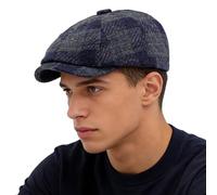 howkuhat Mens Flat Cap Checked Newsboy Cap Baker Boy Hats for Men Vintage Adjustable Navy Blue Flat Caps for Men UK Winter Warm Peaky Blinders Hat (UK, Alpha, One Size, M)