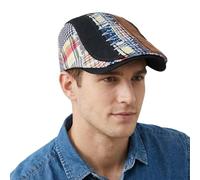 howkuhat Mens Flat Cap Gatsby Ivy Newsboy Cap Mens Flat Caps for Men UK Color Blocking Adjustable Casual Driving Golf Peaky Blinders Hat Unisex for Spring Autumn (UK, Alpha, One Size, M, Black)