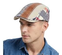 howkuhat Mens Flat Cap Gatsby Ivy Newsboy Cap Mens Flat Caps for Men UK Color Blocking Adjustable Casual Driving Golf Peaky Blinders Hat Unisex for Spring Autumn (UK, Alpha, One Size, M, Grey)