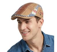 howkuhat Mens Flat Cap Gatsby Ivy Newsboy Cap Mens Flat Caps for Men UK Color Blocking Adjustable Casual Driving Golf Peaky Blinders Hat Unisex for Spring Autumn (UK, Alpha, One Size, M, Dark Beige)