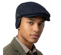 howkuhat Mens Flat Cap Newsboy Cap Adjustable Flat Caps for Men UK Unisex Winter Warm Mens Flat Caps Vintage Checked Pattern Peaky Blinders Hat (UK, Alpha, One Size, M, Blue Black)