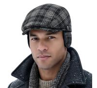 howkuhat Mens Flat Cap Newsboy Cap Adjustable Flat Caps for Men UK Unisex Winter Warm Mens Flat Caps Vintage Checked Pattern Peaky Blinders Hat (UK, Alpha, One Size, M, Black)