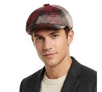 howkuhat Mens Flat Cap Vintage Baker boy Hats Tweed Newsboy Caps Womens | British Style 8 Panel Peaky Cap, Patchwork Design Beret Hat for Autumn Winter