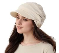 howkuhat Womens Sun Visor Hat UV Protection Baseball Cap Newsboy Cap Women Breathable Summer Hat Beanie Bonnet Cap for Everyday Outfit(UK, Alpha, L, Beige)