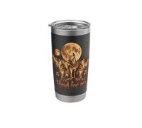 Howl for Me Wolf Pack Howling At Moon Retro Wildlife Stainless Steel Insulated Tumbler