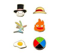 Howl’s Moving Castle Earrings Set - Calcifer & Magic Disk Design, Studio Ghibli Official Jewelry, Hypoallergenic Titanium Post, Mori no Ponpone Collection