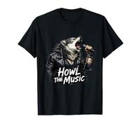 Howl The Music Rock Wolf Guitar Tee T-Shirt