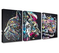 Howl Wolf Paintings Abstract Graffiti Picture Banksy Street Art Decor Animal Black Cat Artwork Wildlife Tigar Canvas Wall Art Room House Decor Framed Ready to Hang Poster and Prints (60''Wx28''H)