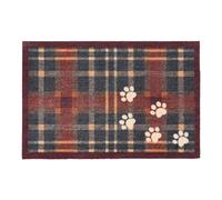 HOWLER & SCRATCH Patterned Nylon Pet Door Mat for Dogs and Cats, Washable Doormat, Hallway, Kitchen, Front door Plaid Paws