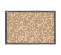 HOWLER & SCRATCH Patterned Nylon Pet Door Mat for Dogs and Cats, Washable Doormat, Hallway, Kitchen, Front door, Outlined Cats 50X75cm