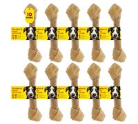 HOWLERS 8" Rawhide Dog Chew Treat Knotted Bones - Pack of 10