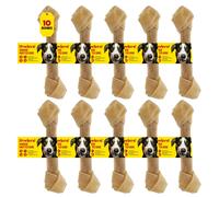 HOWLERS 8" Rawhide Dog Chew Treat Knotted Bones - Pack of 10