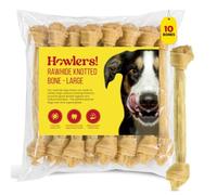 Howlers Natural Knotted Rawhide Dog Bones, 31 cm, Pack of 10 | Long-lasting chew, Helps reduce boredom, Encourages chewing habits, Keeps pets occupied, Ideal for daily enrichment