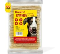 Howlers Natural Rawhide Dog Chews Treats Twists 13Cm Pack Of 100