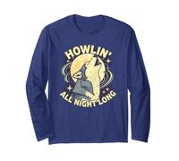Howlin All Night Long Wolf Lover Night Animal Tee Long Sleeve T-Shirt