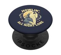 Howlin All Night Long Wolf Lover Night Animal Tee PopSockets Adhesive PopGrip