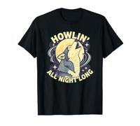 Howlin All Night Long Wolf Lover Night Animal Tee T-Shirt