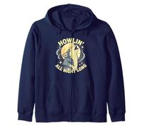 Howlin All Night Long Wolf Lover Night Animal Tee Zip Hoodie