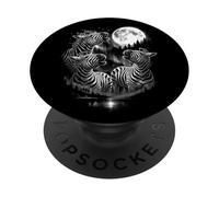 Howling 3 Zebra Moon Vintage Style Funny 80s-90s Graphic PopSockets Adhesive PopGrip